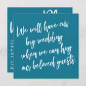 ときに我々はモザイクブルー延期のカードをハグ結婚できる 招待状 (正面/裏面)