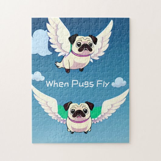 ときにPugsフライマンガパグかわいい可愛い顔 ジグソーパズル (縦)