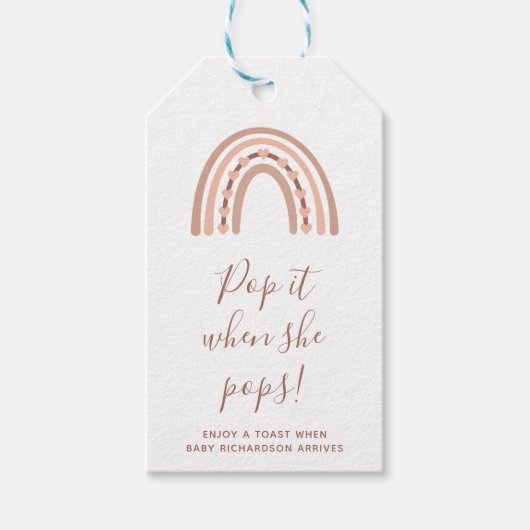 とき彼女のポップ赤面レインボー ギフトタグ (正面)