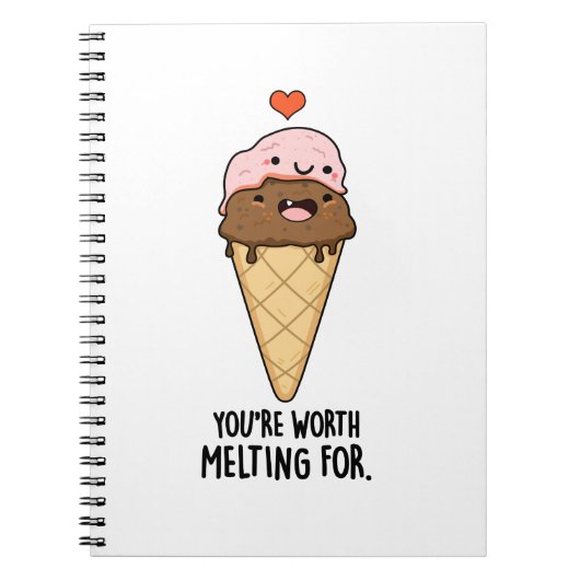 とけちゃうほどあなたが好き!ユーモアアイスクリームパンプレゼント ノートブック (正面)