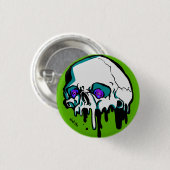 とけてる髑髏（緑）　Your Custom 丸い缶バッジ 缶バッジ (正面&裏面)