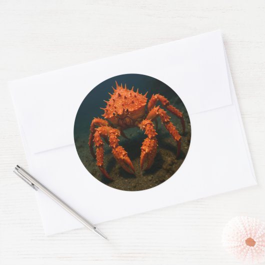 とげだらけのキングカニ ラウンドシール (封筒)