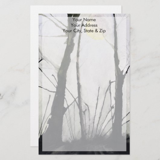 とげだらけの木と満月 便箋 (正面/裏面)