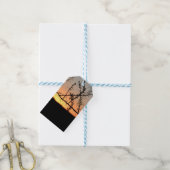 とげのあるアカシアの木のシルエットを持つアフリカの夕日 ギフトタグ (より糸付き)