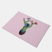 とげのあるサボテンに花 ドアマット (アングル)