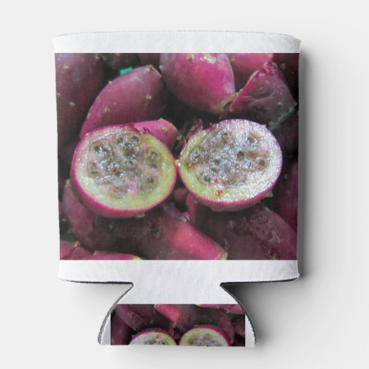 とげのあるナシのサボテンの果実と種子 缶クーラー (裏面)