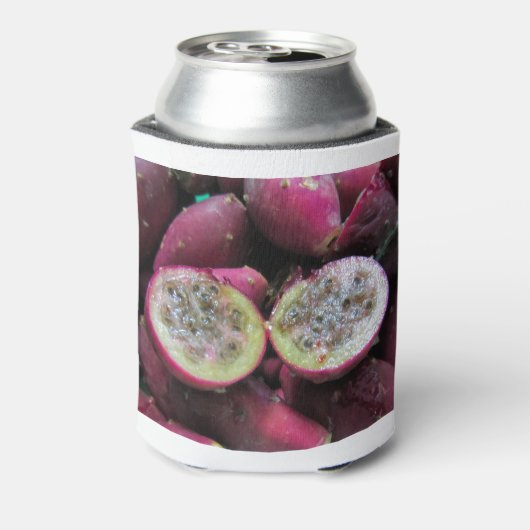 とげのあるナシのサボテンの果実と種子 缶クーラー (缶裏面)