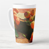 とげのあるナシのサボテンの果実と赤い空 カフェラテマグ (左アングル)