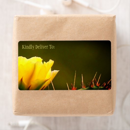 とげのあるナシのサボテン砂漠の花/黄色の緑/ ラベル (インサイチュ)