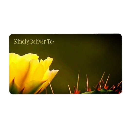 とげのあるナシのサボテン砂漠の花/黄色の緑/ ラベル (正面)