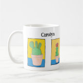 とげのある植物の女性、サボテンのスケッチ、あなたの名前 コーヒーマグカップ (左)