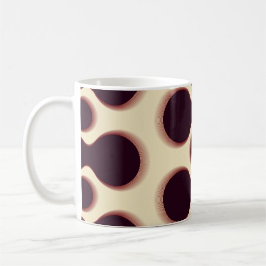 とげのある球形の形状、茶色の陰影のパターン。 コーヒーマグカップ (左)
