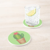 とげのある緑のサボテンの庭花鉢植え コースター (側面)