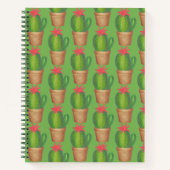 とげのある緑のサボテンの庭花鉢植え ノートブック (正面)