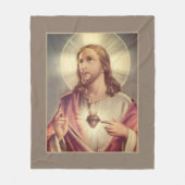とげを搭載するイエス・キリストのハートの神聖なハート フリースブランケット (正面)