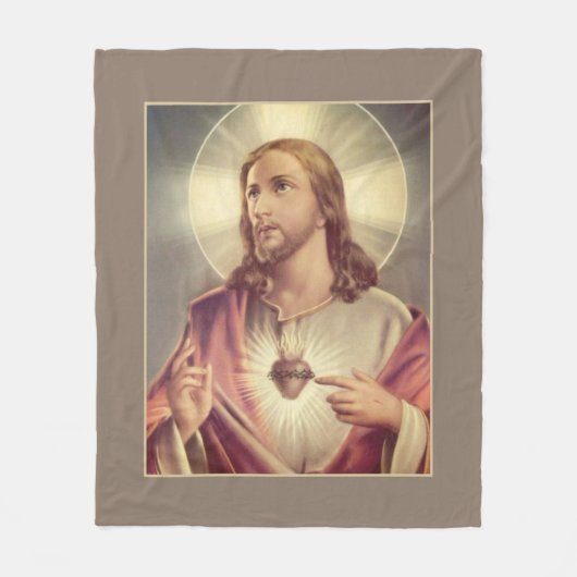 とげを搭載するイエス・キリストのハートの神聖なハート フリースブランケット (正面)