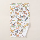 ところどころで遊ぶかわいい犬 バスタオルセット (ハンドタオル)