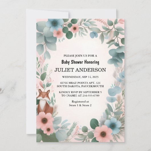 としておもしろい野生の母親の木の森の赤ん坊シャワー 招待状 (正面)