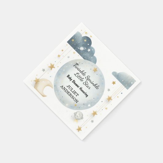 としてグリッターきらめく小さな星の赤ちゃんシャワー スタンダードカクテルナプキン (角)
