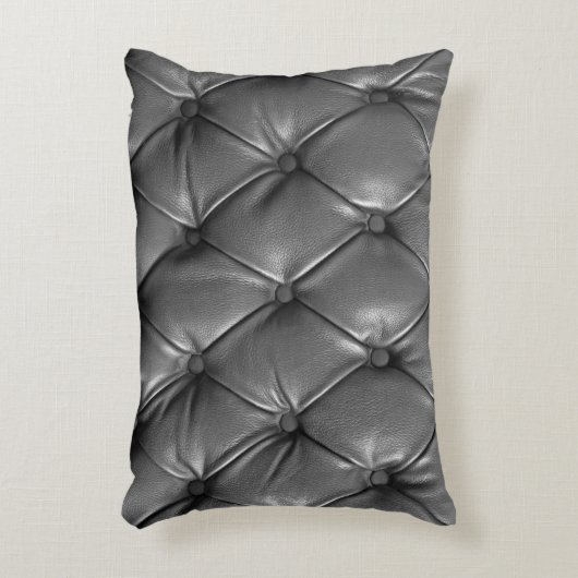 ~として用いた黒本革の地紋 アクセントクッション (正面(垂直))