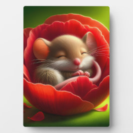 とってもかわいいねずみの赤ちゃんの寝顔 フォトプラーク