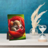 とってもかわいいねずみの赤ちゃんの寝顔 フォトプラーク (側面)