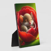 とってもかわいいねずみの赤ちゃんの寝顔 フォトプラーク (側面)