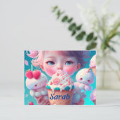 とってもかわいいアイスクリームの女の子 ポストカード (スタンド正面)