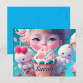 とってもかわいいアイスクリームの女の子 ポストカード (正面/裏面)