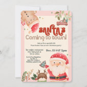 とってもかわいいクリスマスの子供たちのサンタさんホリデーパーティーへの招待状です 招待状 (正面)