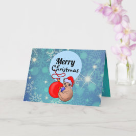 とってもかわいいクリスマスの猫の雪のサンタ帽 カード