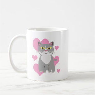 とってもかわいいグレー猫 愛 アート 楽しい カートゥーン コーヒーマグカップ