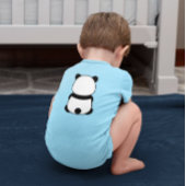 とってもかわいいパンダ ベア ブルー（表裏) ベビーボディスーツ