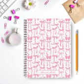 とってもかわいいピンクのクールなリボン デザイン 名前入り ノートブック