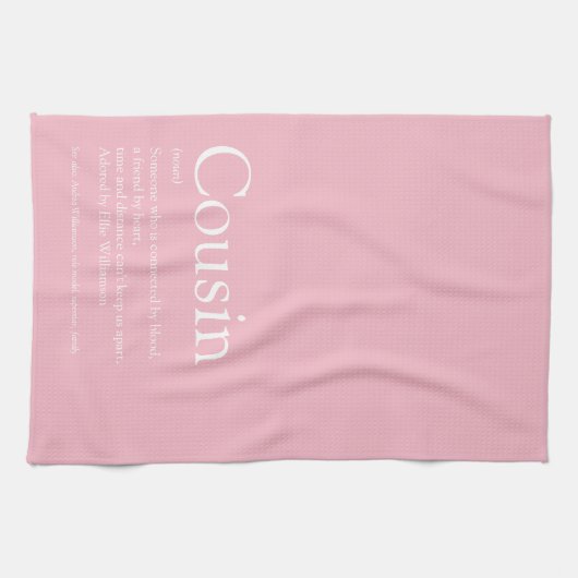 とってもかわいいピンクの楽しい最高のいとこ定義 キッチンタオル (横)