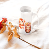 とってもかわいいロマンチックな花のハリネズミのデュオイラスト マグカップ