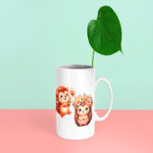 とってもかわいいロマンチックな花のハリネズミのデュオイラスト マグカップ