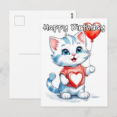 とってもかわいい子猫の誕生日おめでとう ポストカード (正面/裏面)
