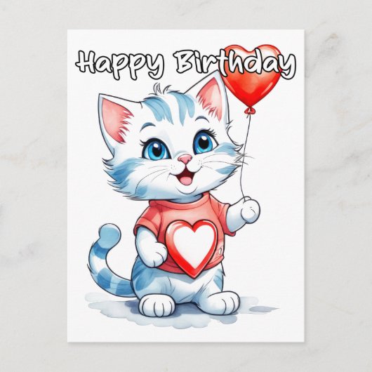 とってもかわいい子猫の誕生日おめでとう ポストカード (正面)