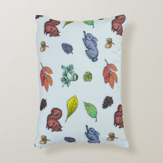 とってもかわいい森の動物たち 秋の花 アクセントクッション (正面(垂直))