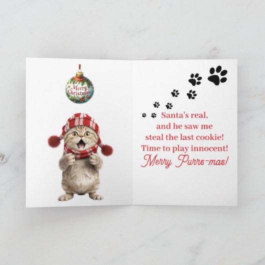 とってもかわいい猫のクリスマスカード カード (内部)