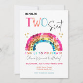 とってもかわいい虹色の2歳の誕生日 招待状 (正面)