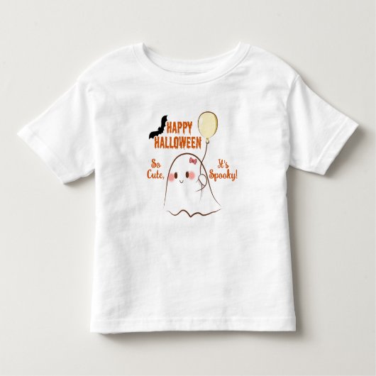 とってもかわいい、怖いくらい ハロウィンのおばけの女の子の最初のハロウィン トドラーTシャツ (正面)