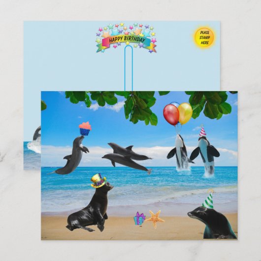 とってもくだらない海の生き物の誕生日ポストカード ポストカード (正面/裏面)