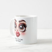 とってもキュートでかわいい!素敵な瞳の面白い顔 コーヒーマグカップ (正面左)