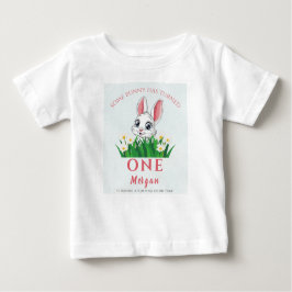 とってもキュートなウサギの女の子の1歳の誕生日 ベビーTシャツ