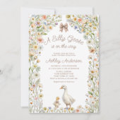 とってもキュートなベイビーシャワー　シリ―なガチョウ 招待状 (正面)