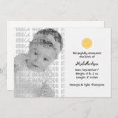 とってもキュートなボタン（黄色） 案内状 (正面/裏面)