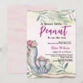 とってもキュートな赤ちゃん象がやってくる 招待状 (正面/裏面)