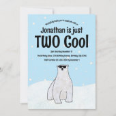 とってもクールな冬のホッキョクグマの雪の2歳の誕生日 招待状 (正面)